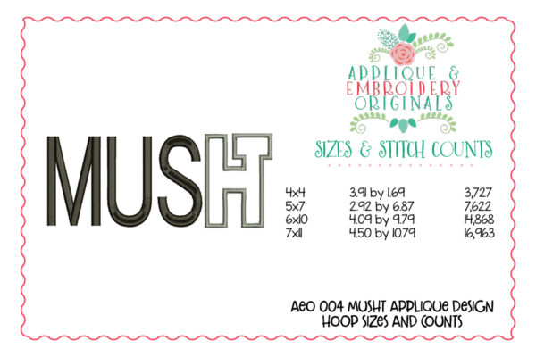 004 MUSHT Hewitt Trussville Logo Applique Design - Image 3