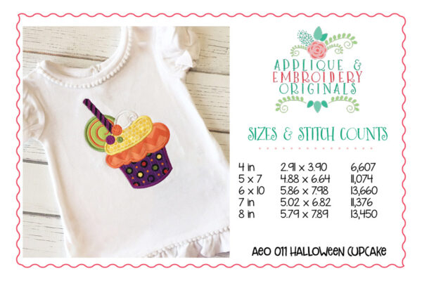 011 Halloween Cupcake Applique Design - Image 2