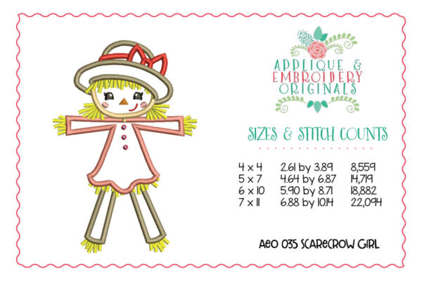 035 Scarecrow Girl Applique Design - Image 3