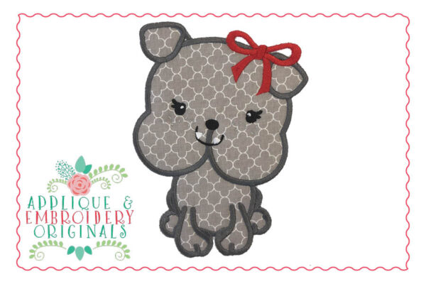 041 Bulldog Mascot Full Body Girl Applique Design
