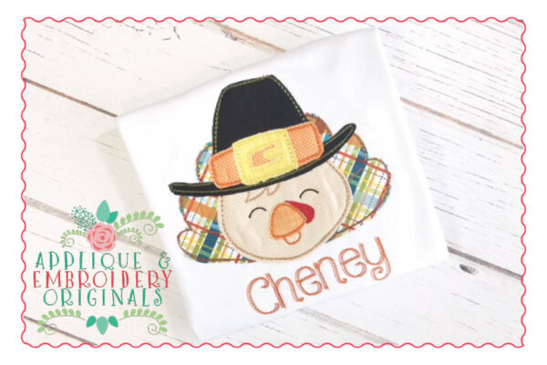 048 Turkey Pilgrim Vintage Bean Stitch Applique Design