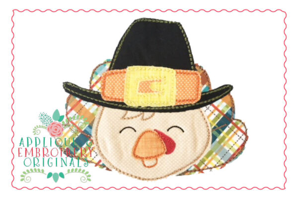 048 Turkey Pilgrim Vintage Bean Stitch Applique Design - Image 3