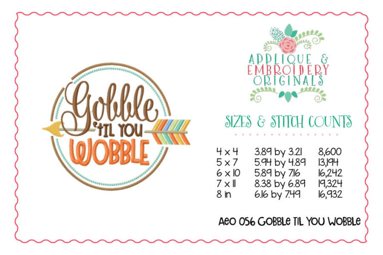 056 Gobble Til You Wobble Embroidery Design - Image 2