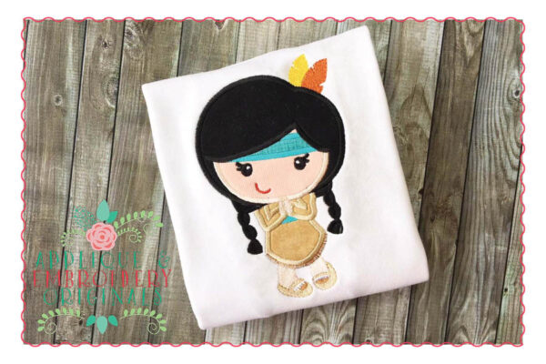 065 Native American Indian Girl Applique Design