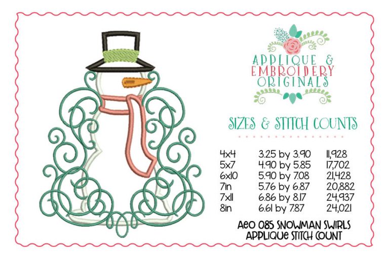 085 Snowman Swirls Applique Design - Image 2