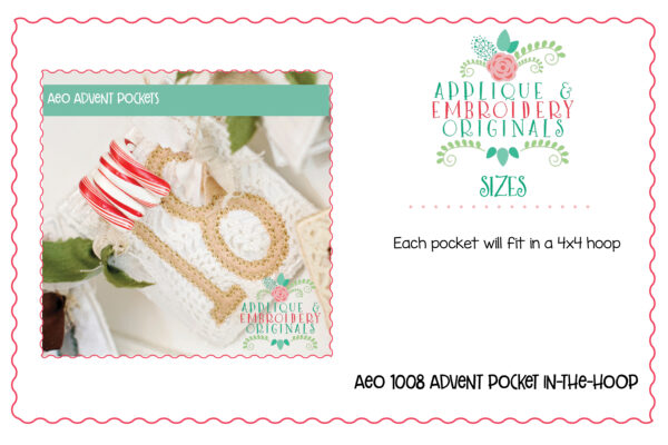 1008 Christmas Advent Calendar In-The-Hoop Applique Design - Image 7