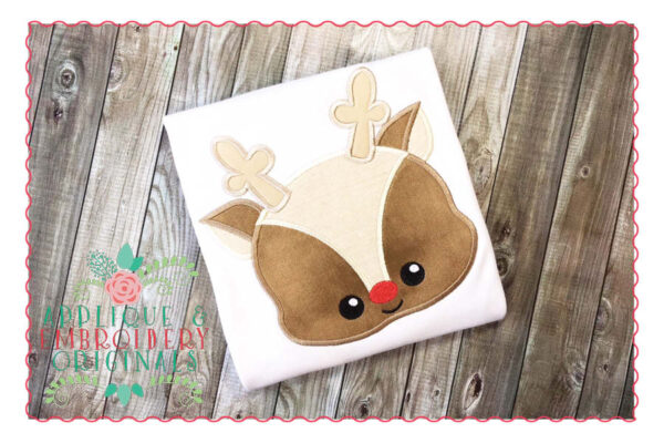 109 Reindeer Face Boy Applique Design