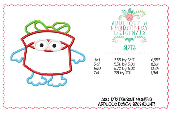 1272 Present Monster Applique Design - Image 2