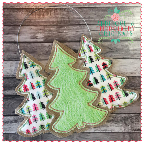 1276 Triple Christmas Tree Door Hanger In-The-Hoop Applique Design - Image 2