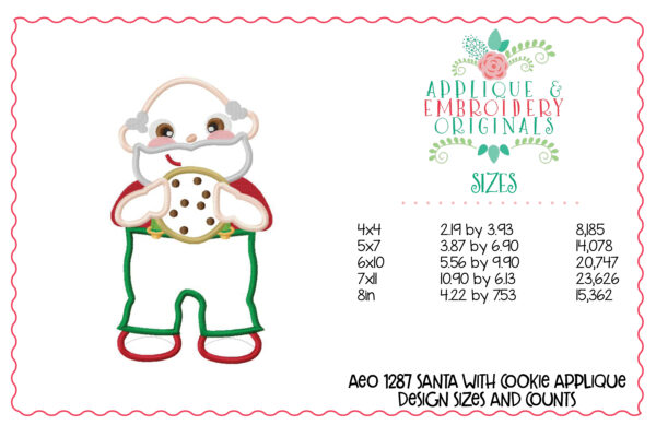 1287 Santa Milk Cookies Applique Design - Image 4