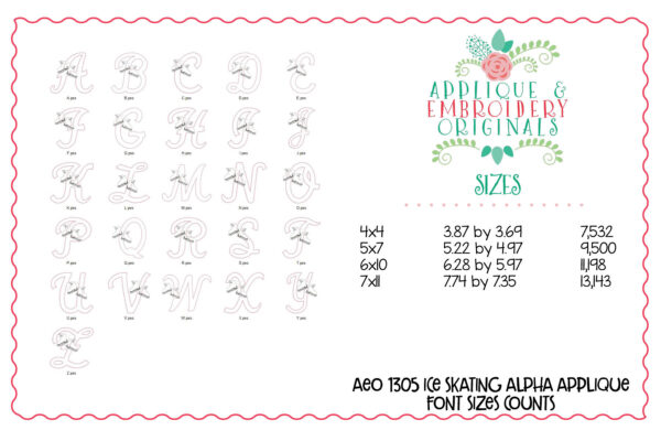 1305 Ice Skating Alpha Applique Font - Image 4