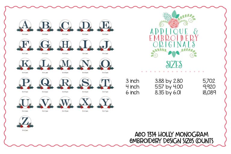 1314 Holly Monogram Frame Applique Font - Image 4