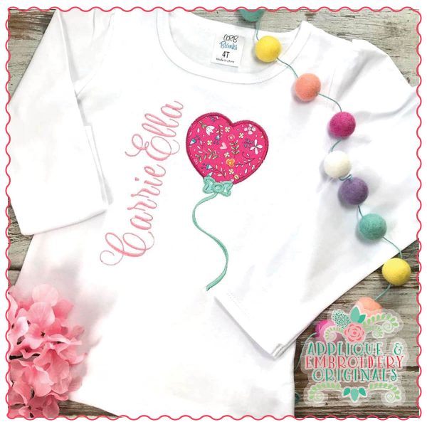 1353 Heart Balloon Applique Design - Image 2