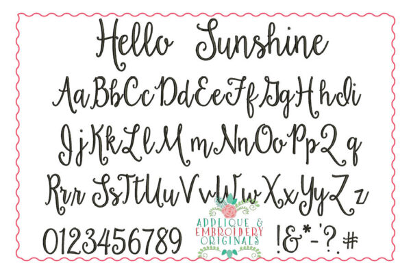 181 Hello Sunshine Embroidery Font - Image 2