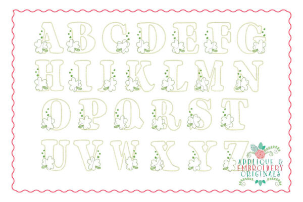 214 Frayed Shamrock Monogram Alpha Font Applique - Image 4