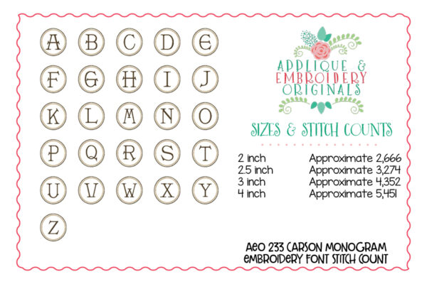 233 Carson Embroidery Font Circle - Image 3