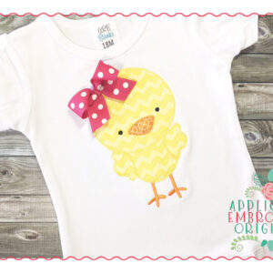 239 Easter Chick Bow Applique Design