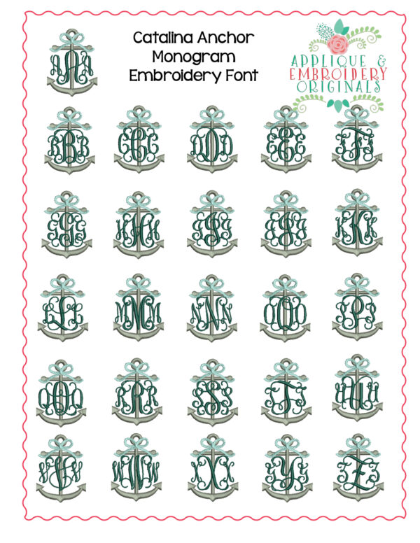 260 Catalina Anchor with Bow Monogram Embroidery Font - Image 2