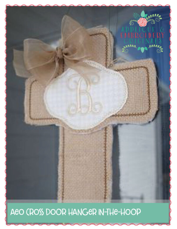 268 Cross Monogram Door Hanger In-The-Hoop Applique Design - Image 5
