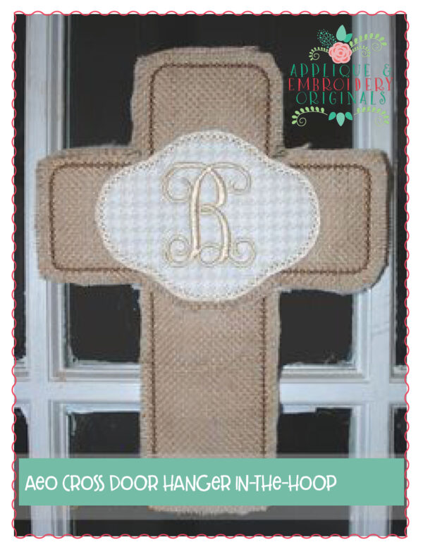 268 Cross Monogram Door Hanger In-The-Hoop Applique Design - Image 6