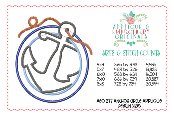 277 Anchor Rope Circle Patch Applique - Image 3