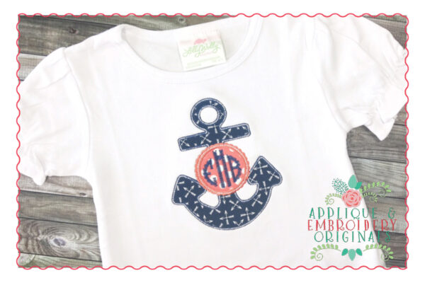 279 Anchor Scalloped Monogram Frame Applique Design - Image 3
