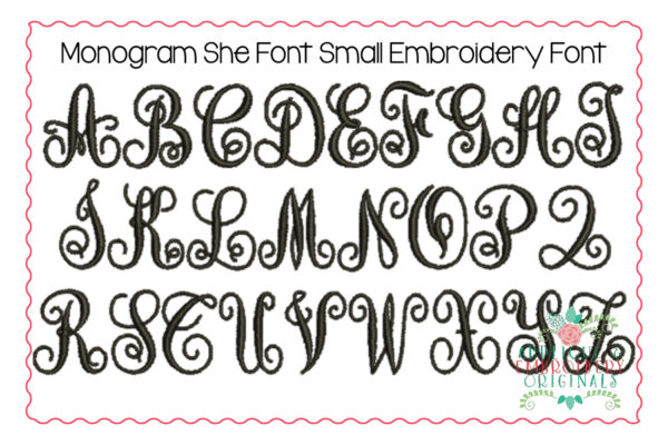 283 Monogram She Interlocking (SMALL) Embroidery Font