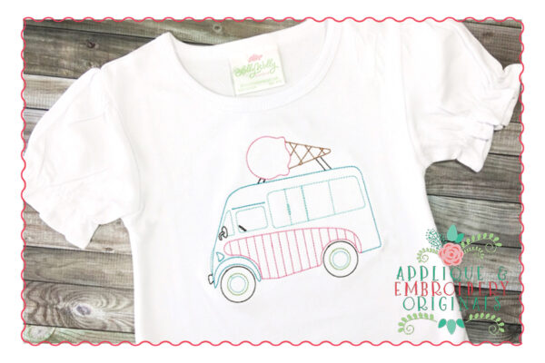 287 Vintage Ice Cream Truck Bean Stitch Embroidery Design - Image 3
