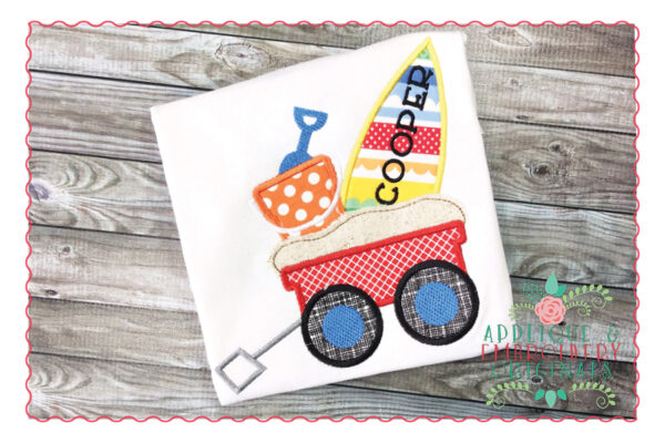 299 Beach Wagon Surf Board Bucket Applique Design