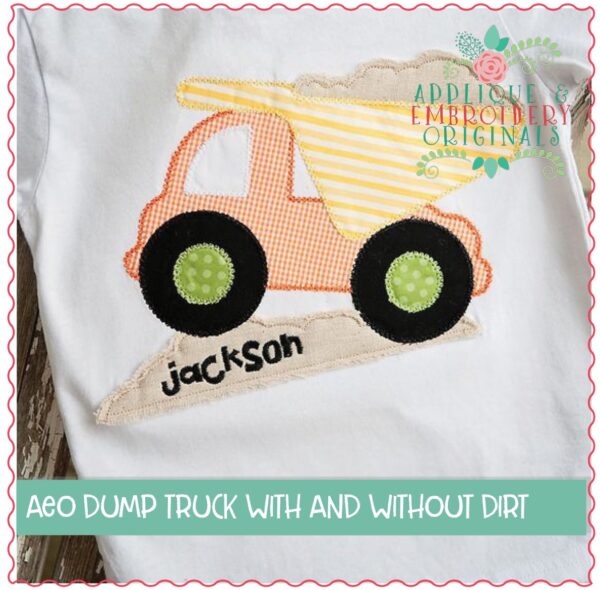 302 Dump Truck with and without Dirt Simple Stitch Applique Design