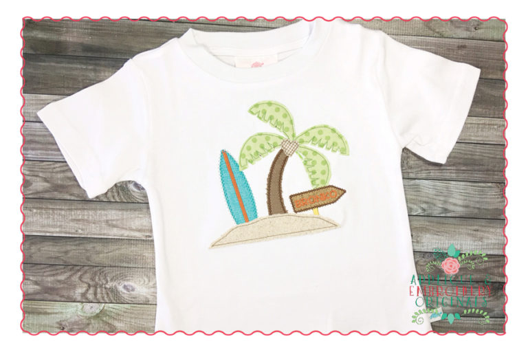 323 Palm Paradise Surf Board Vintage Applique Design - Image 3