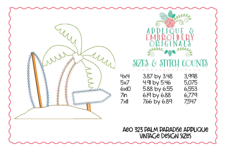 323 Palm Paradise Surf Board Vintage Applique Design - Image 4
