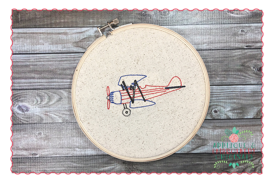 Plane mini fill embroidery design