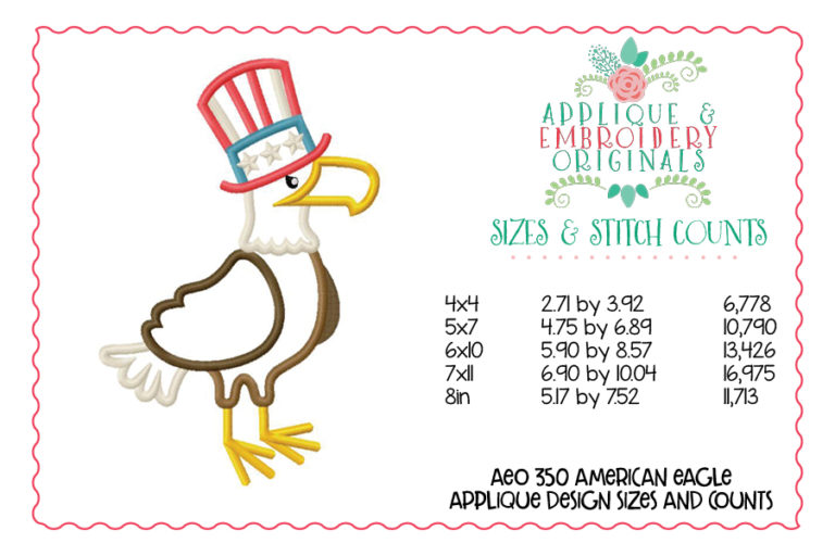 350 American Eagle 4th July Applique Design - Image 3