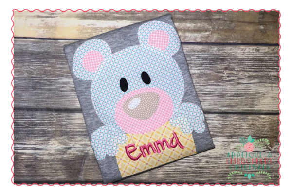 361 Bear with Sign Simple Stitch Applique Design - Image 2