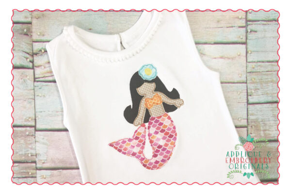 367 Mermaid Flower Simple Stitch Applique Design