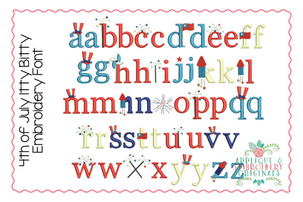384 July 4th Itty Bitty Embroidery Font Design - Image 2