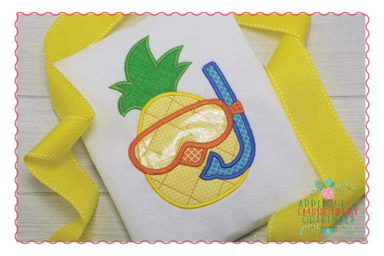 390 Pineapple Mask Scuba Snorkel Applique Design - Image 6