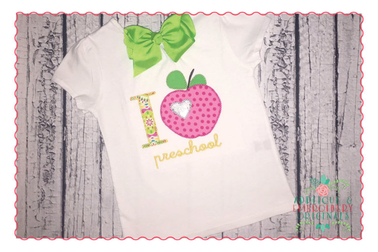 409 I Heart Grade with Apple Preschool, Kindergarten, 1st Applique Design - Image 6