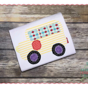 420 School Bus Simple Stitch Applique Design