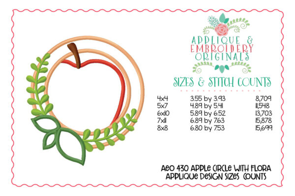 430 Apple Circle with Flora Leaf Applique Design - Image 3