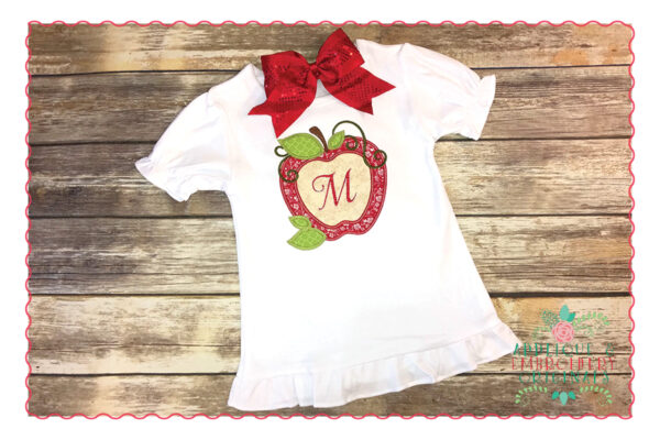 431 Apple Shaped Monogram Frame Applique Design - Image 2