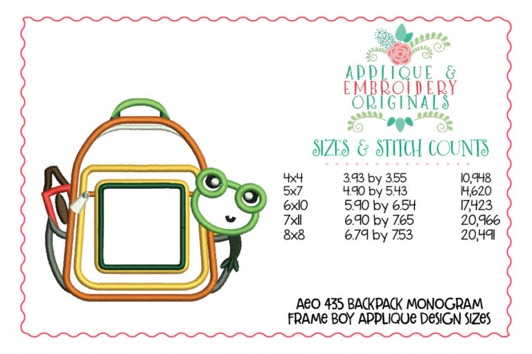 435 Backpack Monogram Frame Boy Applique Design - Image 2