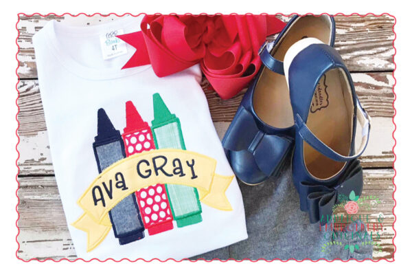 450 Crayon Banner Trio Applique Design