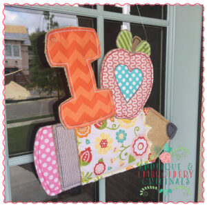 456 I Heart Pencil Door Hanger In-The-Hoop Applique Design