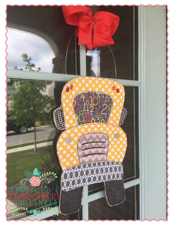 457 School Bus Back to School Door Hanger In-The-Hoop Applique Design - Image 2