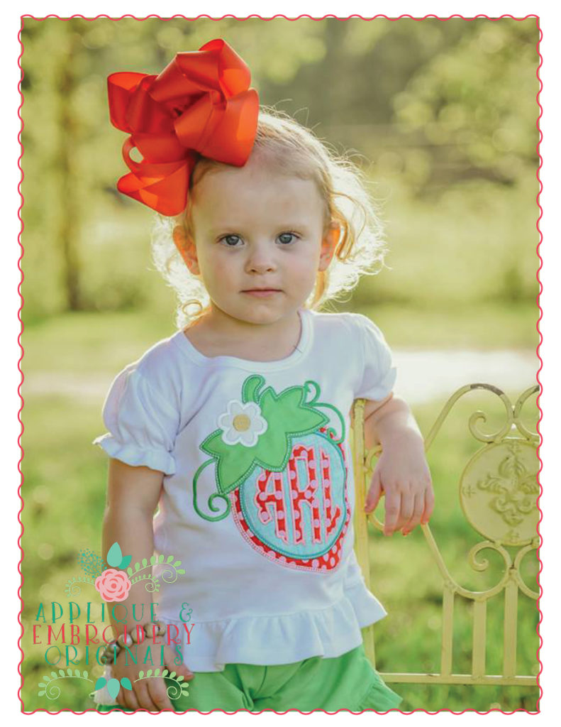 463 Strawberry Monogram Frame Applique Design - Applique & Embroidery ...