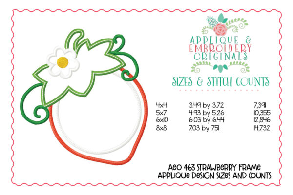 463 Strawberry Monogram Frame Applique Design - Image 7