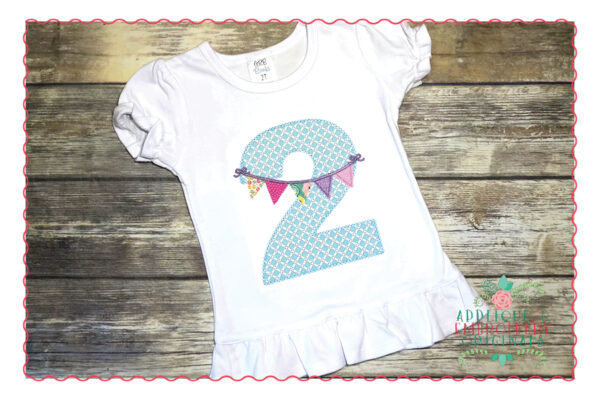 502 Birthday Number Pennants Banner 1-9 Applique Design - Image 2