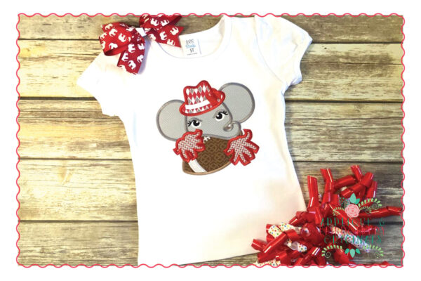 525 Elephant Girl Pom Football Mascot Applique Design - Image 2